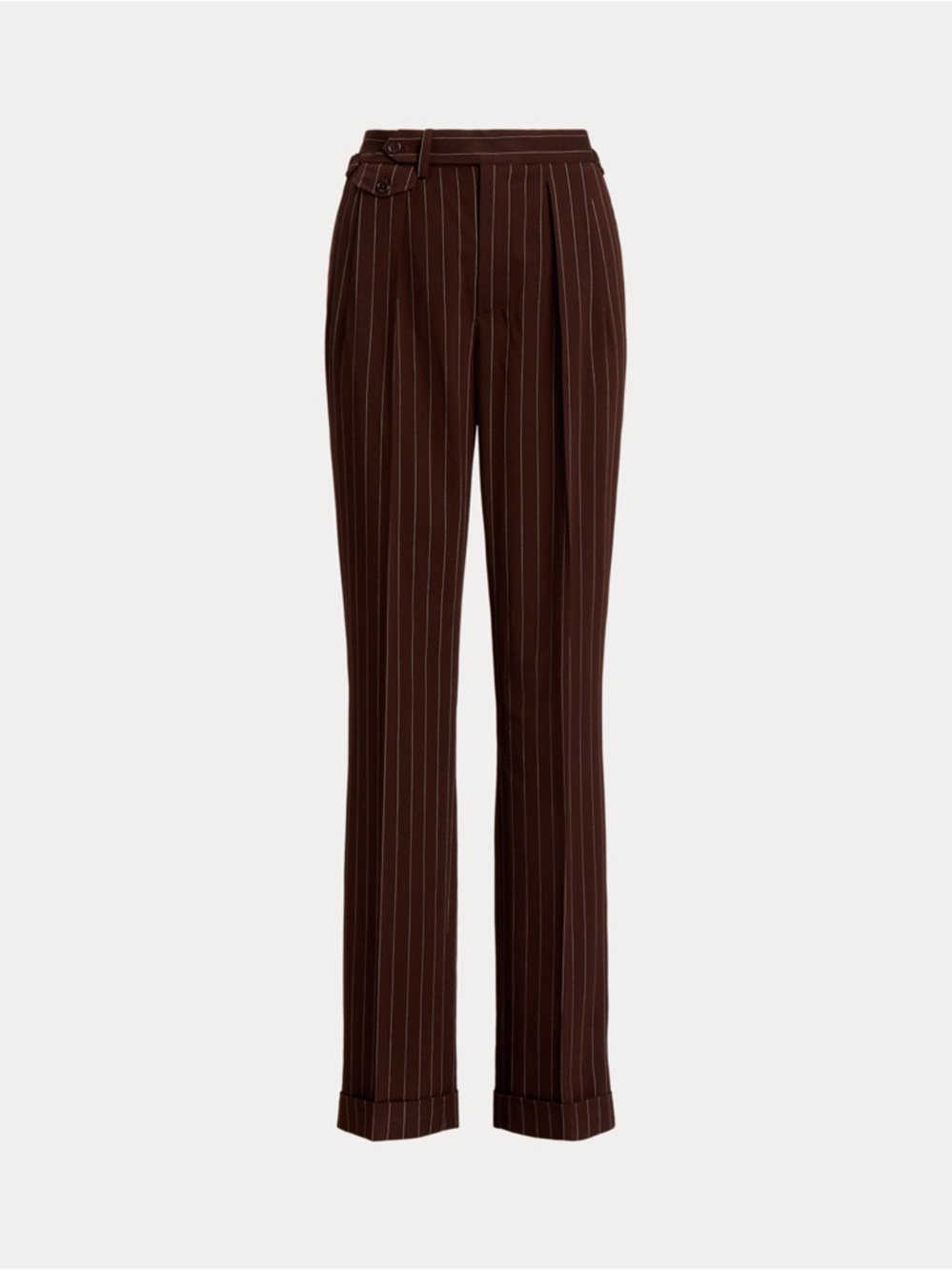 Ralph Lauren Collection Brown Pinstripe High-Waist Wool Trousers